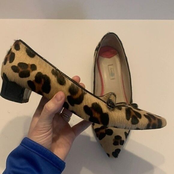 Boden Pointed Leather Animal Print Kitten Heels - Picture 1 of 8